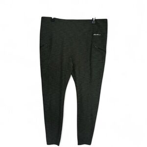 Eddie Bauer High Rise Gray Tight Leggings Zip Pockets 50+ UPFMoisture Wicking XL